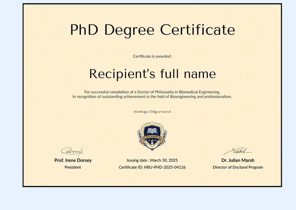 PhD Certificate Replacement