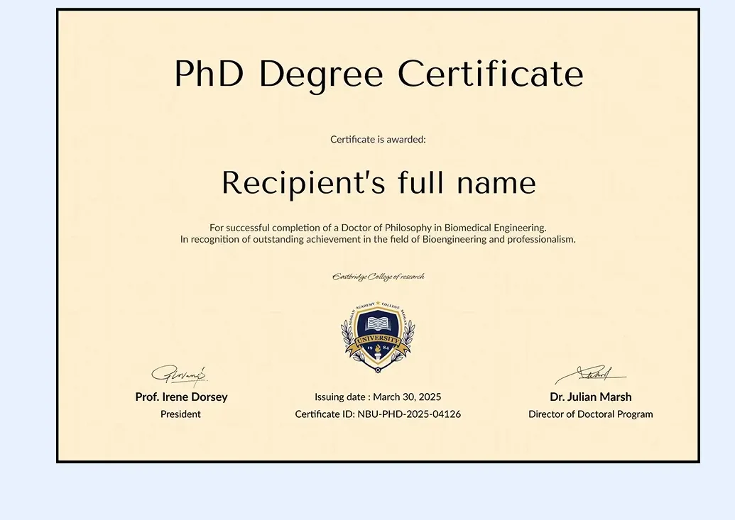 PhD Certificate Replacement